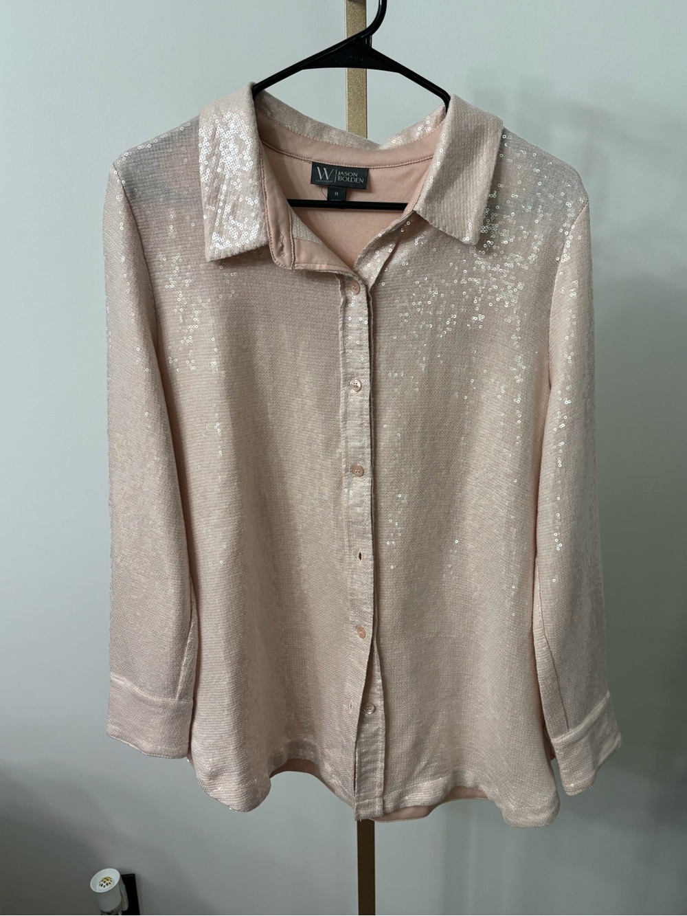 Worthington Pale Blush Sequin Button-Down Shirt